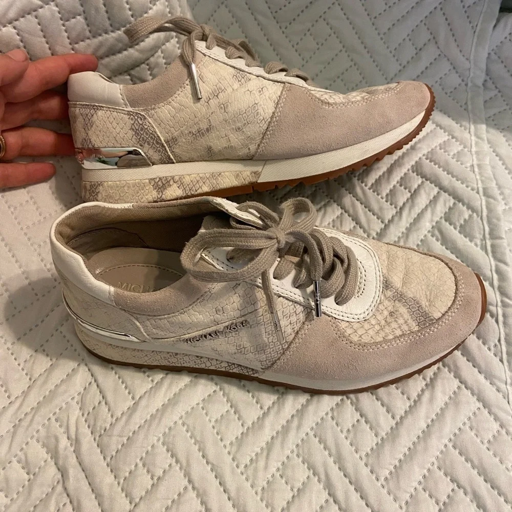 Michael Kors Women's Allie Embossed-Leather and Suede Womens Sneaker Size 6.5